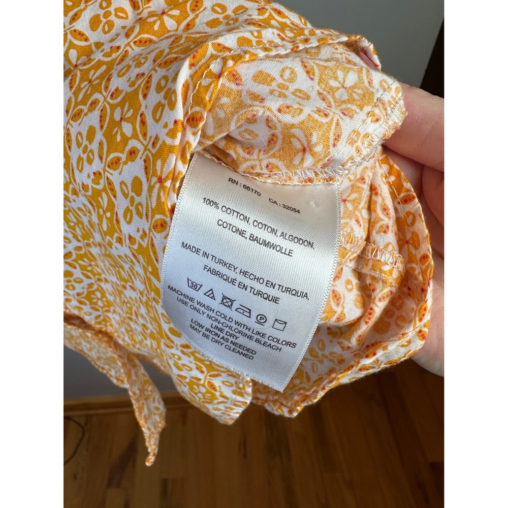 Maeve‎ x Anthropologie Petrin Buttondown Shirt Yellow Cotton Size 6 - Picture 7 of 7